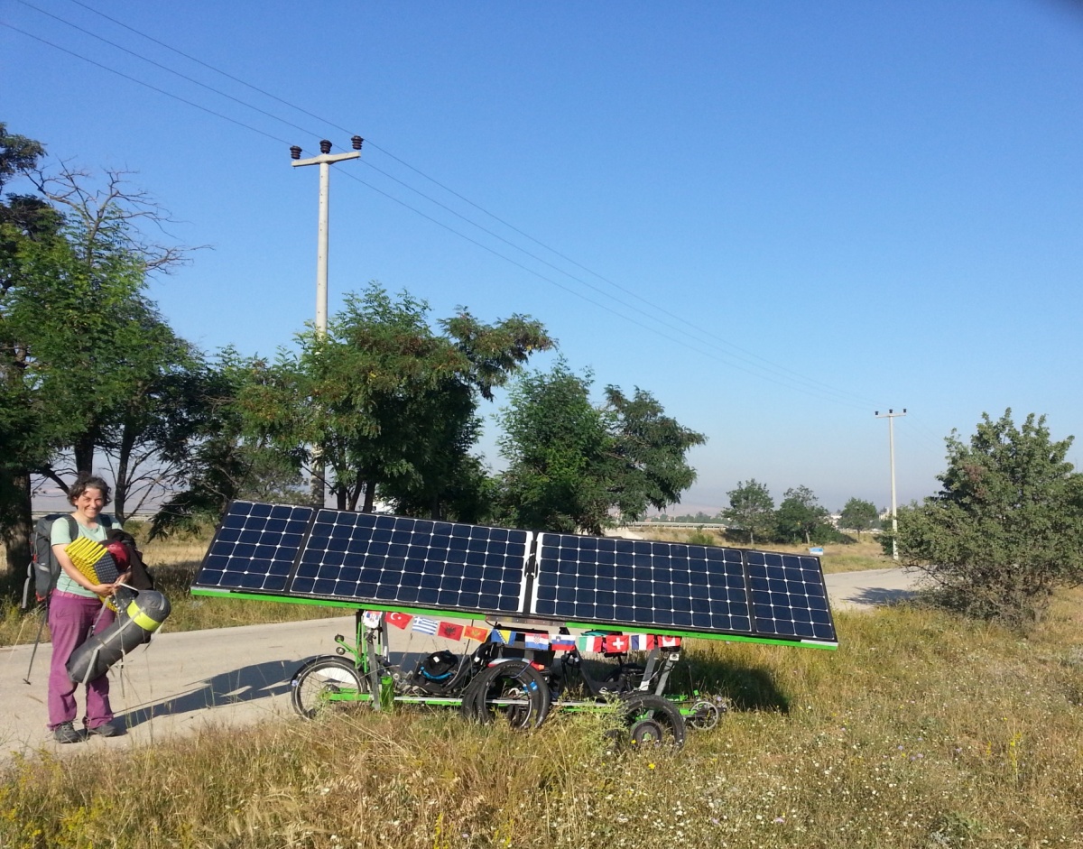 We've just finished packing up our tent and gear while the bike was sitting in the grass aimed at the rising sun. Turkey was full of fields on the side of the road for easy camping like this.
